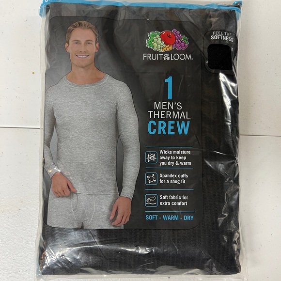 Fruit of the Loom Other - Fruit of the Loom Men's Black Thermal Crew
